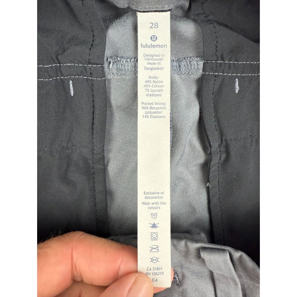 Lululemon Shorts Mens 28 Gray Commission Classic Fit Casual Chino Zip Pockets - Picture 4 of 6